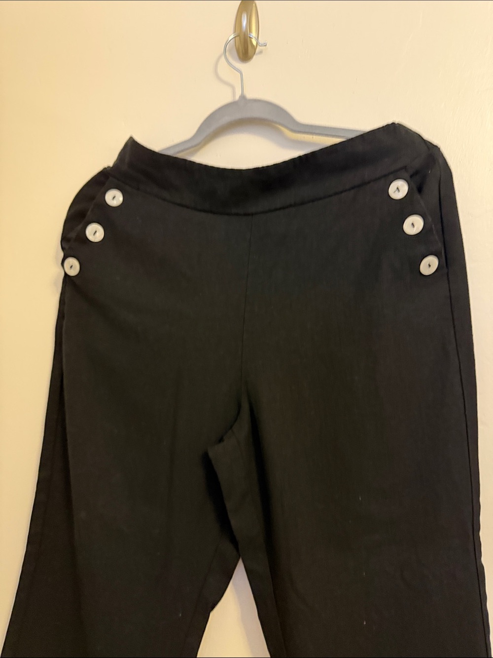 Joie Black Wide-Leg Pants with Button Detail